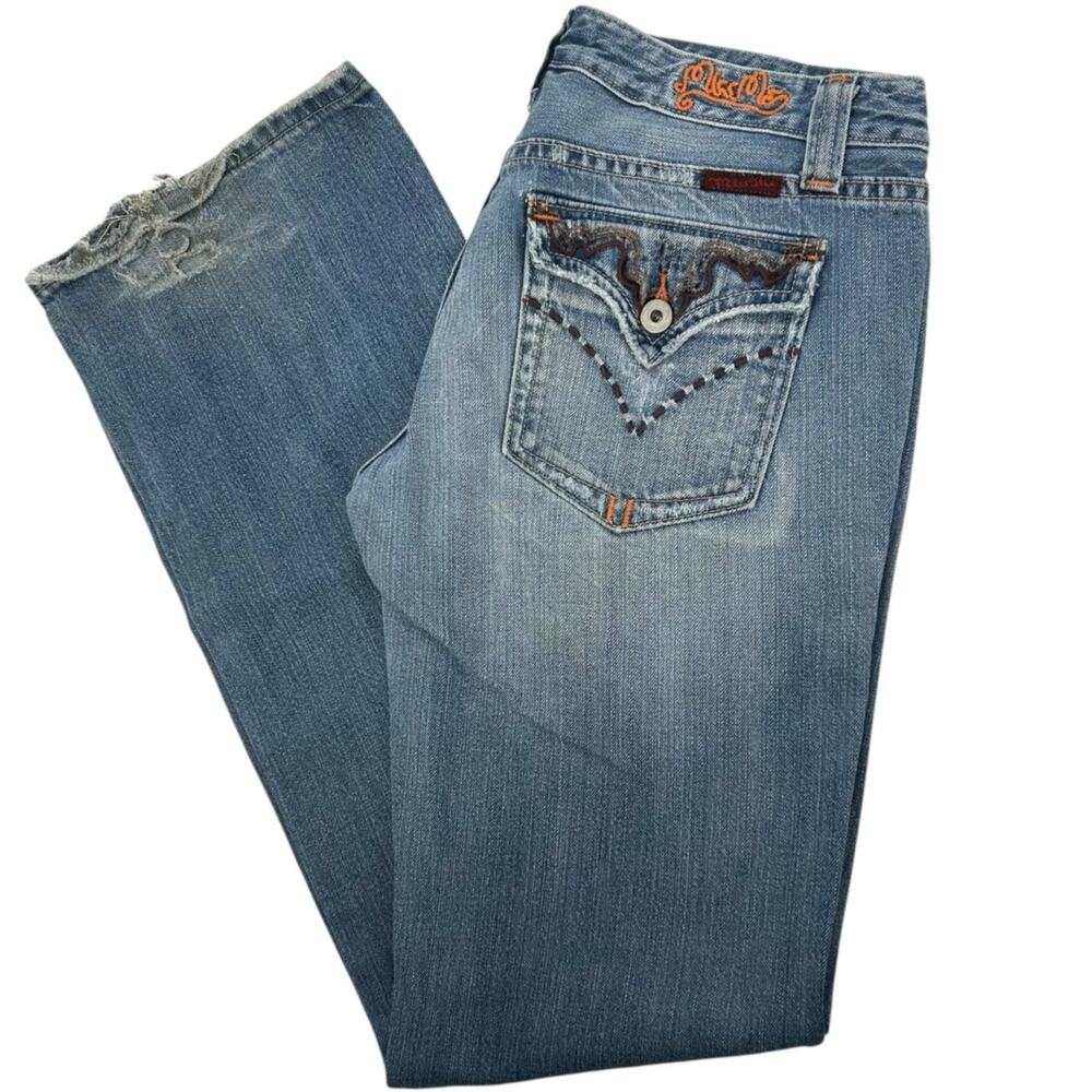 VTG y2k Women's 'Light Highland' Low Rise Miss Me Blue Denim Bootcut Jeans Sz 29